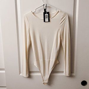 NWT ASOS Y.A.S long sleeve, open back, bodysuit, small, cream
